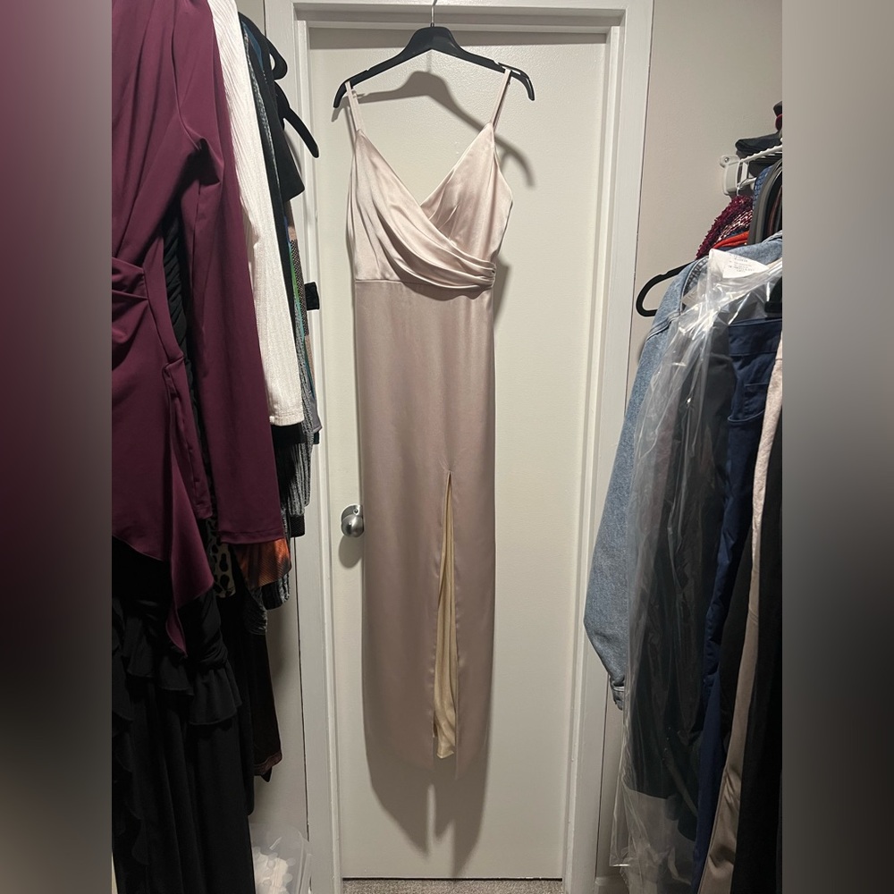 Revelry Soft Champagne Rava Satin Dress